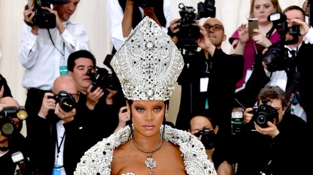 Rihanna opts for a papal inspired outfit