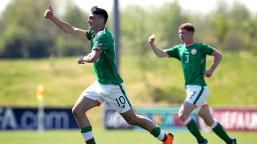 Troy Parrott celebrates his goal