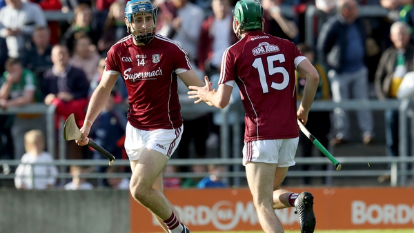 Galway's Conor Cooney celebrates with Brian Concannon