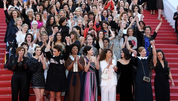 Women film-makers mounted a red carpet protest at the Cannes Film Festival