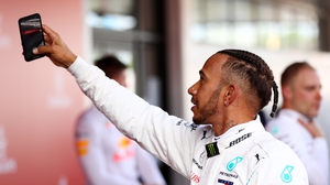 Hamilton takes a selfie after his latest win