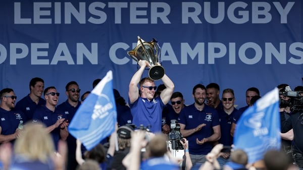 Dan Leavy lifts the cup in Donnybrook