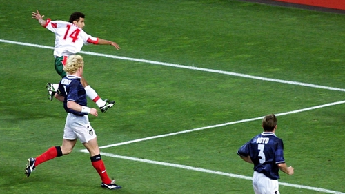 Salaheddine Bassir scores against Scotland at France '98
