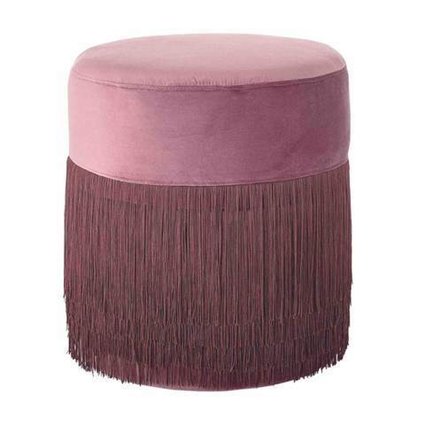 Dust rose pink velvet fringe stool
