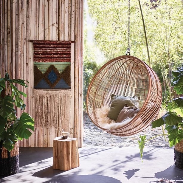 Woo Design HK Living bowl rattan hanging swing chair