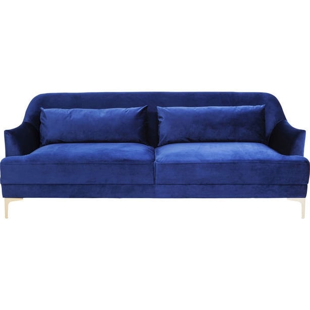 Woo Design Blue velvet 3 seater sofa couch