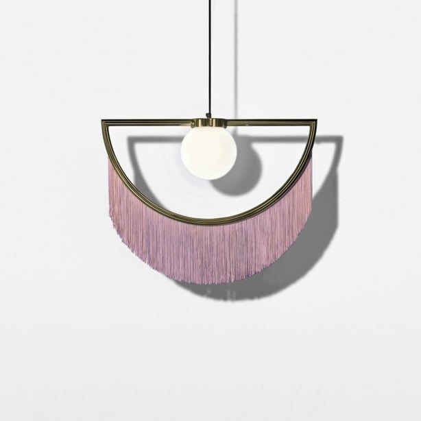 Dust Hootique wink rose pink fringe brass gold pendant light