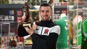 Michael Duffy with his award for the performances in April