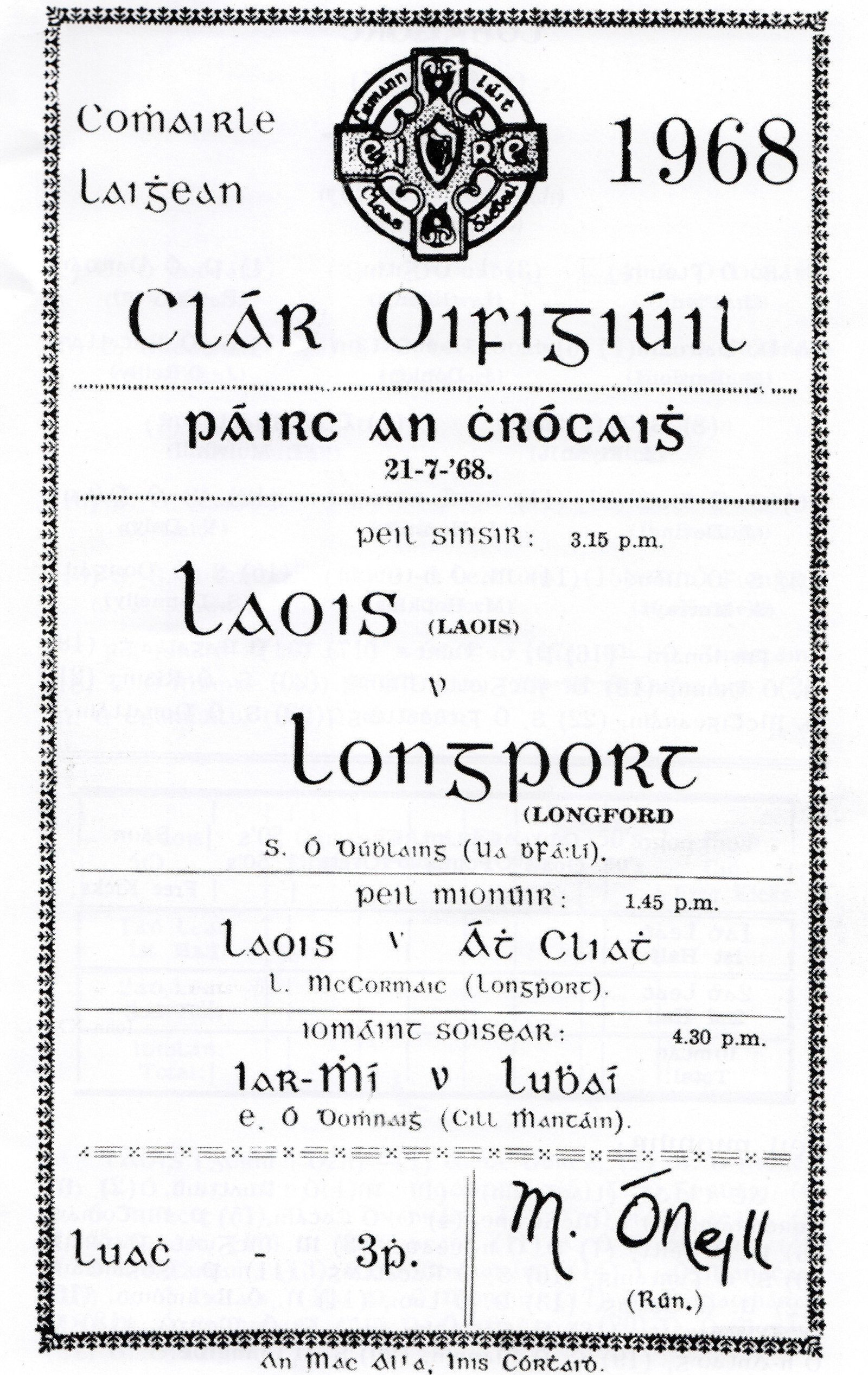 Image - The official match programme from the 1968 Leinster final (Longford Leader)