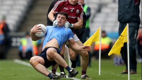 Howard holds on during the League final against Galway