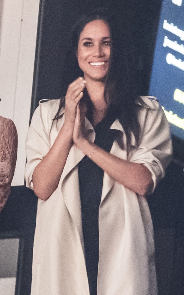 Meghan Markle wearing a Line the Label coat the Invictus Ceremony closing ceremony (Danny LawsonPA)