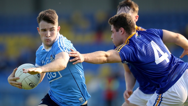 Dublin's Tom Keane tries to round Longford's Mark McCormack in Dublin's 16 point win over Longford in the U20 Leinster championship