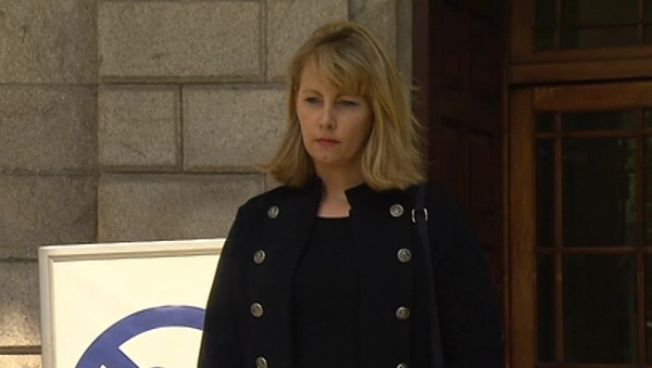 Emma Mhic Mhathúna leaving today's High Court hearing
