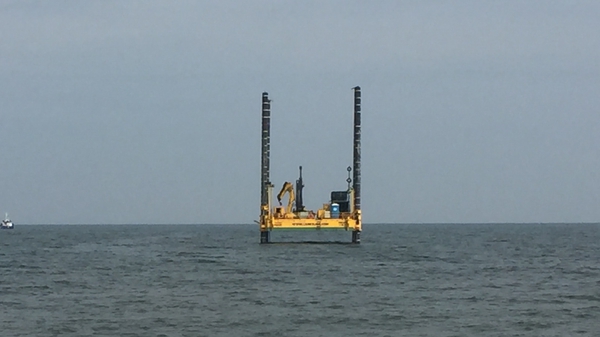 A rig anchored off Redbarn beach will be used to chart the seabed