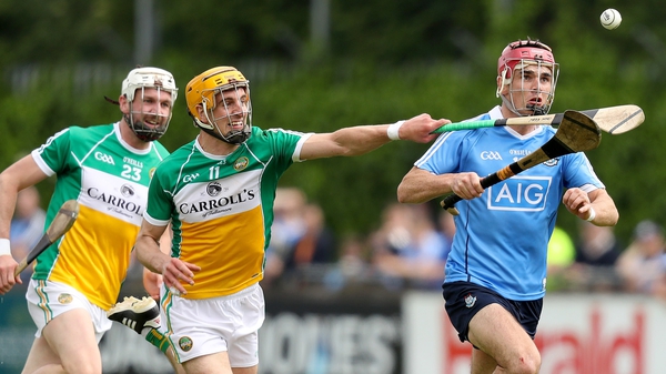 Dublin's Danny Sutcliffe with Colin Egan and Dermott Short of Offaly