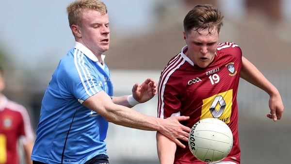 Eoin O'Dea and Conor Dillon in action in Parnell Park