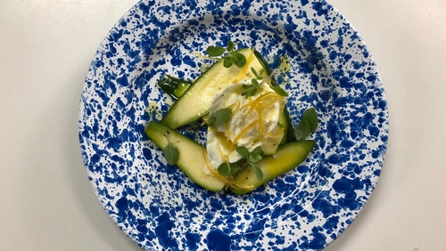 Macroom Buffalo Mozzarella with Courgette, Candied Lemon and Marjoram