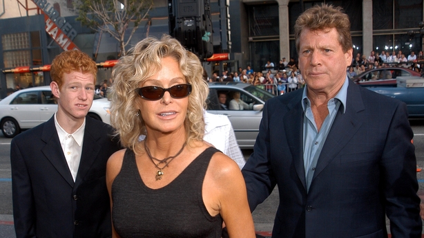 Redmond James O'Neal with his parents Farrah Fawcett and Ryan O'Neal