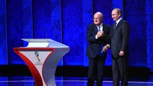Blatter and Putin together at the 2015 World Cup draw