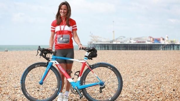 Pippa Middleton after completing the British Heart Foundation's 40th London to Brighton Bike Ride