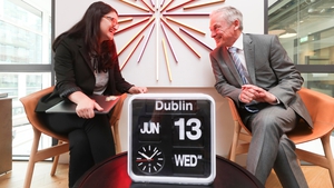 Leni Zneimer, ?General Manager of WeWork's UK and Ireland operations, and Richard Bruton, Minister for Education and Skills, at today's launch.