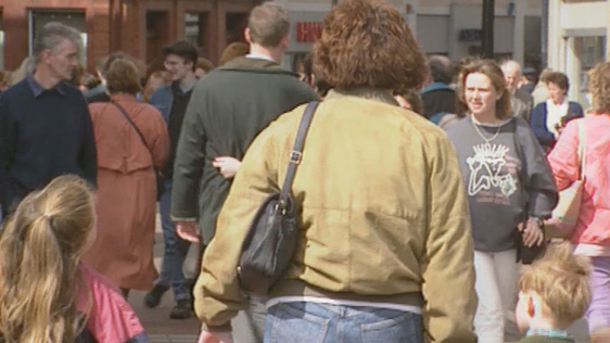 Mother and children in Grafton Street, Dublin (1993)
