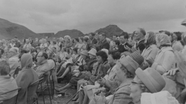 Crowd at opening of Giant's Causeway as a National Park (1963)
