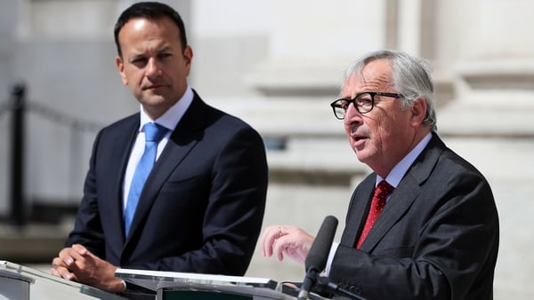 Jean-Claude Juncker and Taoiseach Leo Varadkar at a press conference at Government Buildings