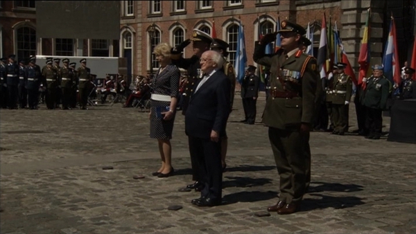 Michael D Higgins and his wife Sabina attended the ceremony in Dublin Castle