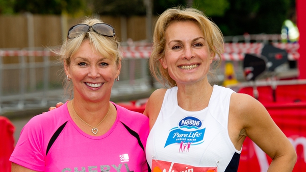 Cheryl Baker (left) and Jay Aston at the London Marathon in 2011 - 
