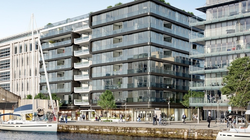 The planned exterior of the Six Hanover Quay site