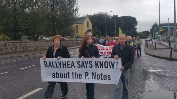 Politicians join Ballyhea Says No group on their weekly protests against the bailout bank debt which began in the north Cork village in 2011