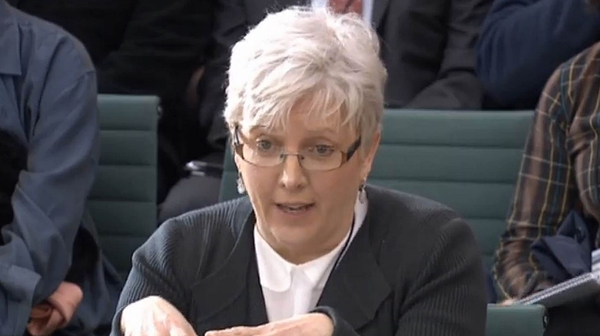 Carrie Gracie pictured giving evidence to a commons committee in January