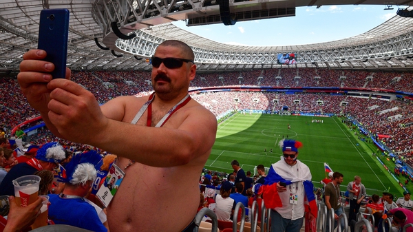 A Russian fan got a quick selfie in before the action began