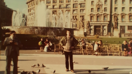 Paddy Kehoe in Plaça de Catalunya in the centre of Barcelona circa 1981/1982