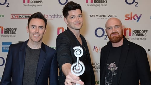 The Script with their Silver Clef award - "It is such an honour to be even asked to check out the charity's facilities"
