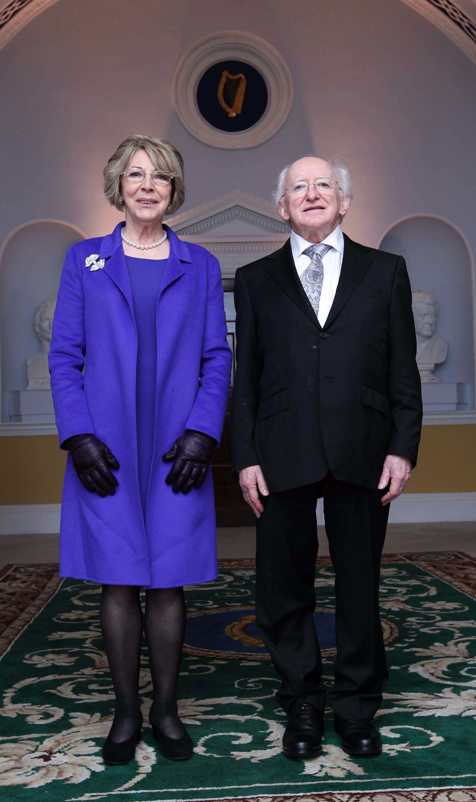 Image - Michael D Higgins with his wife Sabina at Áras an Uachtaráin