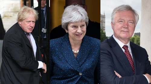 Theresa May carried out a hurried reshuffle after Boris Johnson (L) and David Davis (R) both resigned from the British cabinet