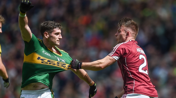 Kerry's Paul Geaney and Galway defender Eoghan Kerin pictured during last year's All-Ireland quarter-final