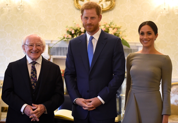 Prince Harry and Meghan Markle meet President Higgins
