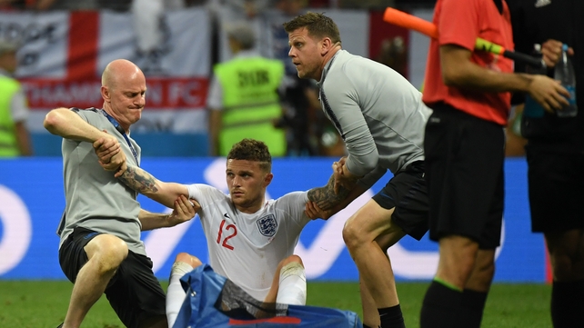 England finished with 10 men as an injured Kieran Trippier could not continue