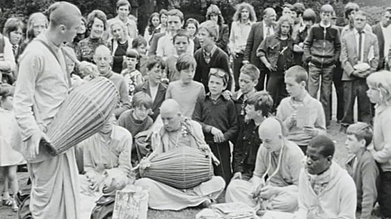 Followers of Hare Krishna at St Stephen's Green, Dublin (1973)