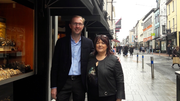 Brenda with Kieran McCarthy on Oliver Plunkett Street