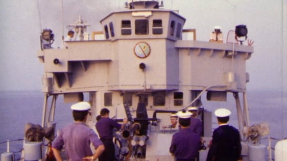 LÉ Grainne patrols the sea off Donegal coast (1983)