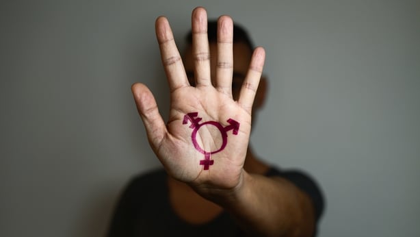 Transgender symbol in the palm of the hand