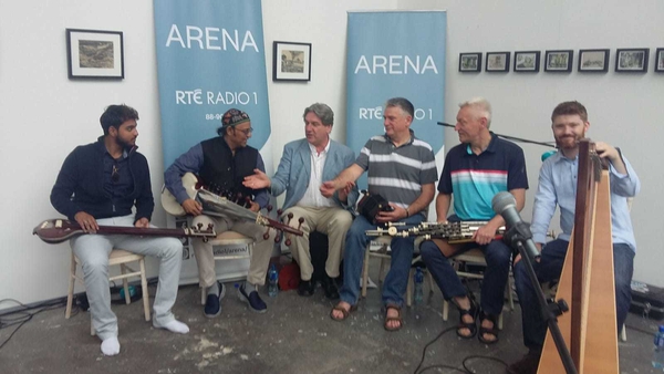 Wajahat Khan & Peadar O'Riada and musicians with Arena's Seán Rocks (third from left).