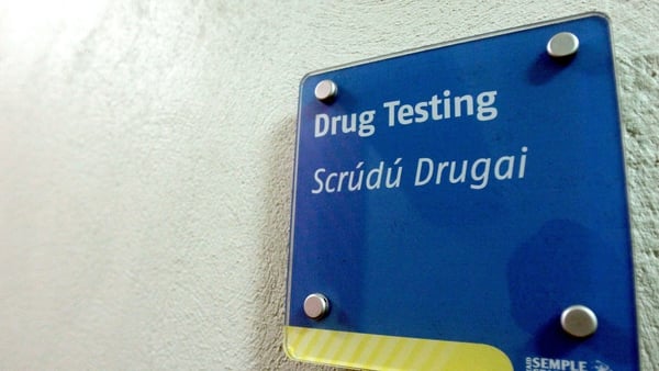 A drug testing sign at Semple Stadium