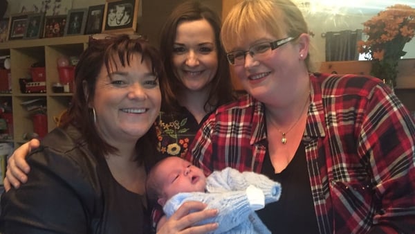 Brenda meets baby Oisin, just 8 days old
