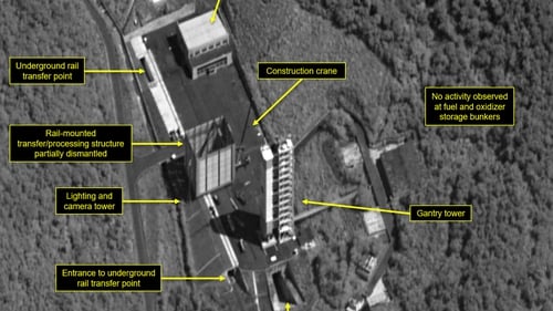 Satellite image courtesy of Airbus Defense and Space and 38 North shows the Sohae Satellite Launching Station