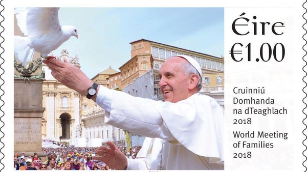 The €1 stamps carry an image of Pope Francis with a dove taking flight